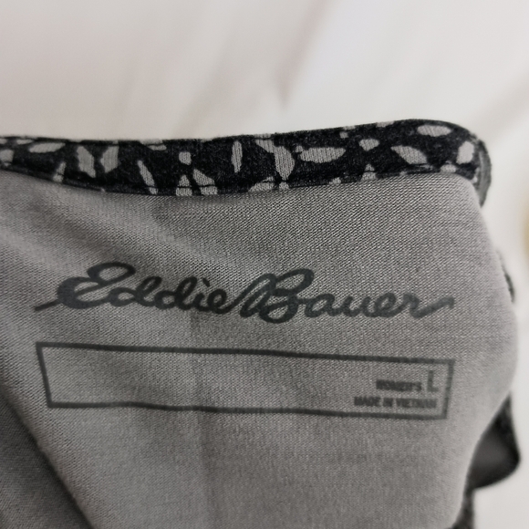 Eddie Bauer Black and White Ruched Tie Front Sheath Summer Dress (#798) - Picture 2 of 8